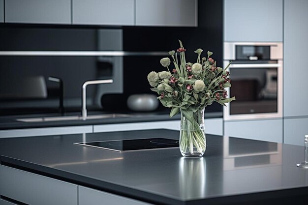 empty table in modern kitchen