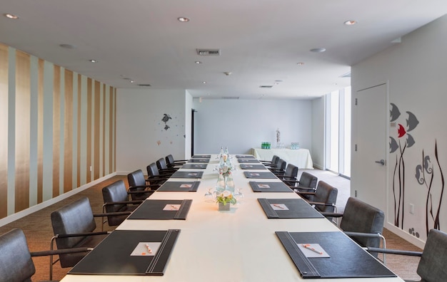 Empty table in office meeting room