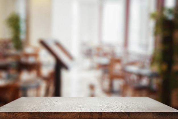 Empty table in the restaurant. Tabletop close up.