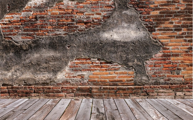 Empty table top on brick wall background. For product display and presentation.