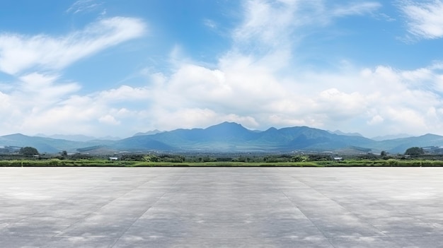 Empty Tarmac Road with Mountain Panorama as Background