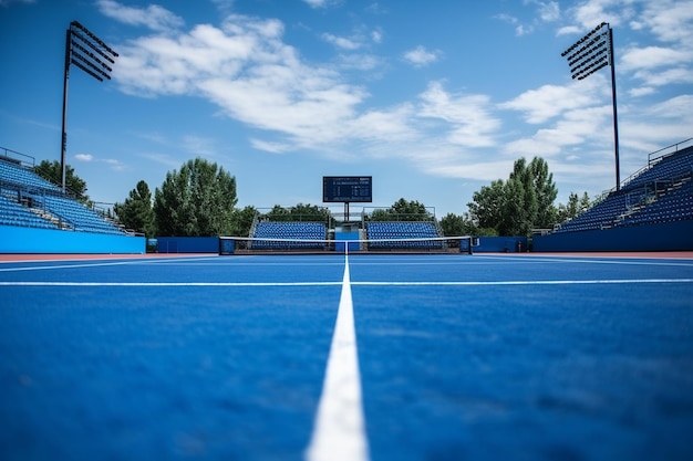 Photo empty tennis court in a stadium