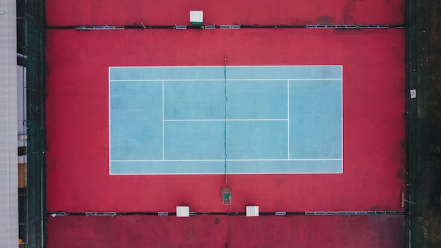 Empty tennis court top view