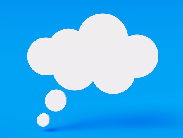 Empty thought cloud on blue background with copy space in concept of ideas and memories