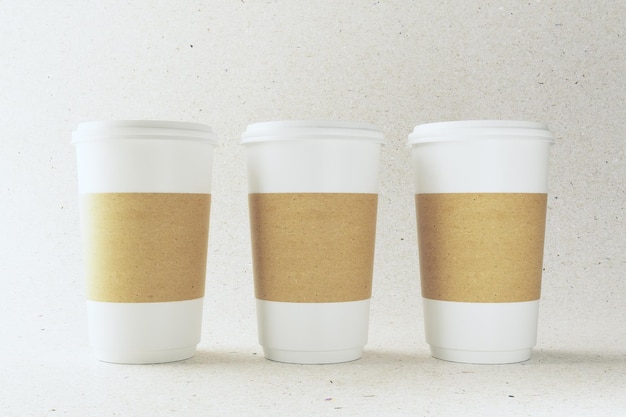 Empty three white coffee cups