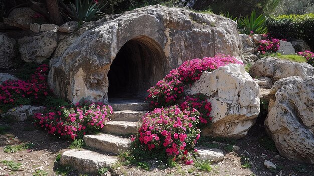 Photo the empty tomb its entrance sealed a background