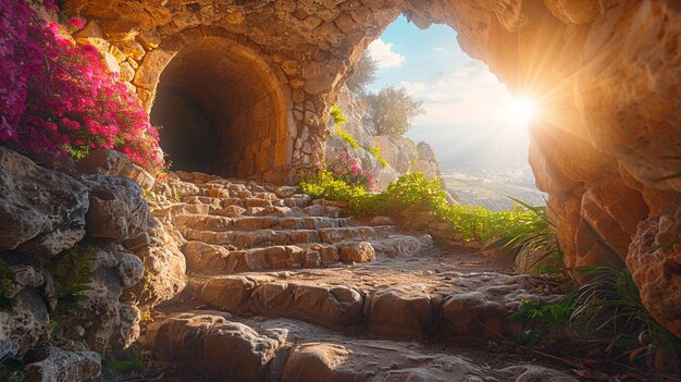 The Empty Tomb Its Entrance Sealed A Background