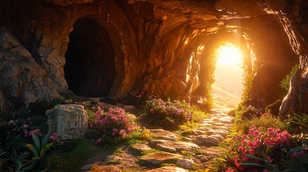 Photo the empty tomb its entrance sealed a wallpaper