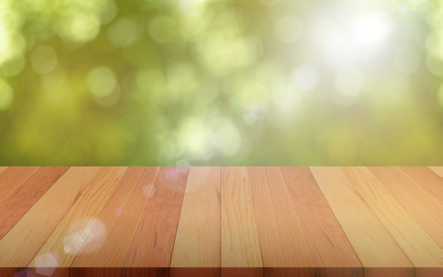 Photo empty top wooden table board and abstract blurred background