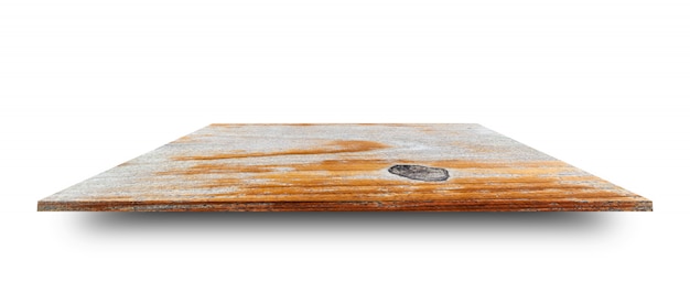木製のテーブルやカウンターを白で隔離の空トップ