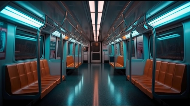 An empty train with the word " on the top. "