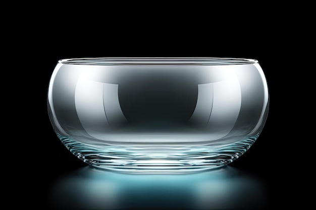 Foto ciotola di vetro trasparente vuota isolata su fondo nero