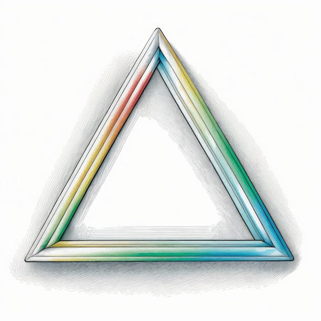 Empty triangle frame on white background