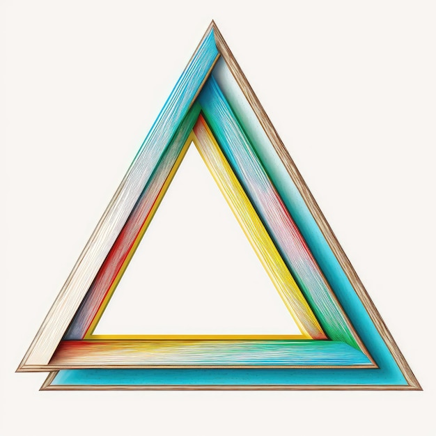 Empty triangle frame on white background