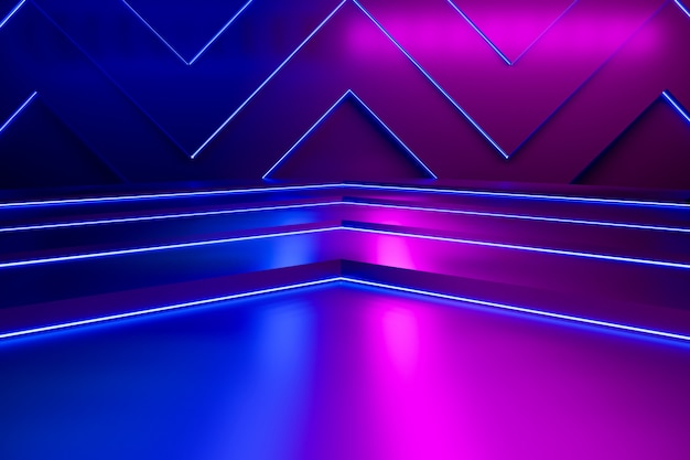 Empty triangle shaped and purple neon light