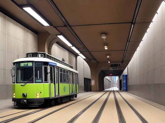 Empty tunnel for the city tram