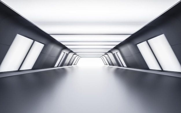 Empty tunnel with futuristic style 3d rendering