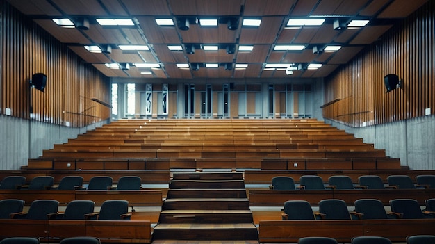 写真 空の大学講義堂の座席配置