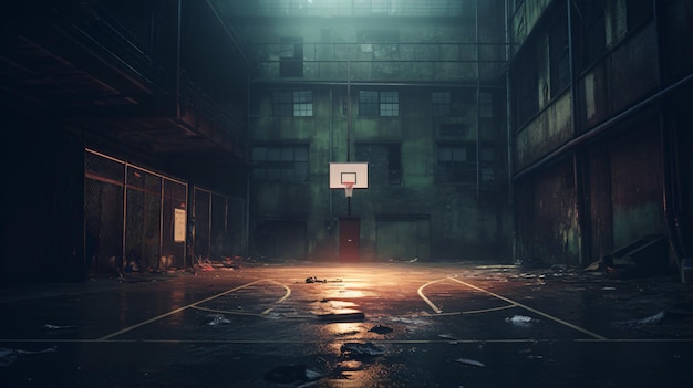 Photo the empty urban basketball scene