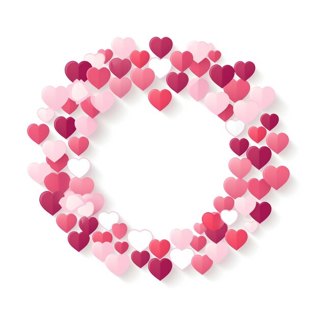 Photo empty valentines hearts circle design element flat style on white background