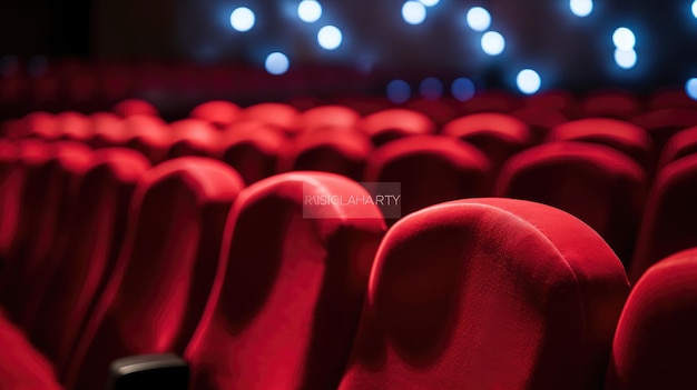 Empty velvet seats in movie theater