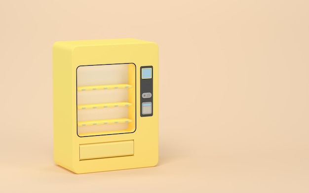 empty vending machine with yellow background 3d rendering