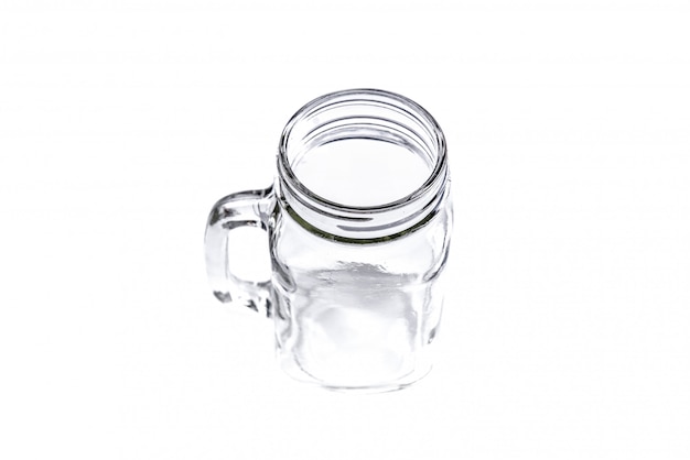 Empty vintage mason Jar on White background