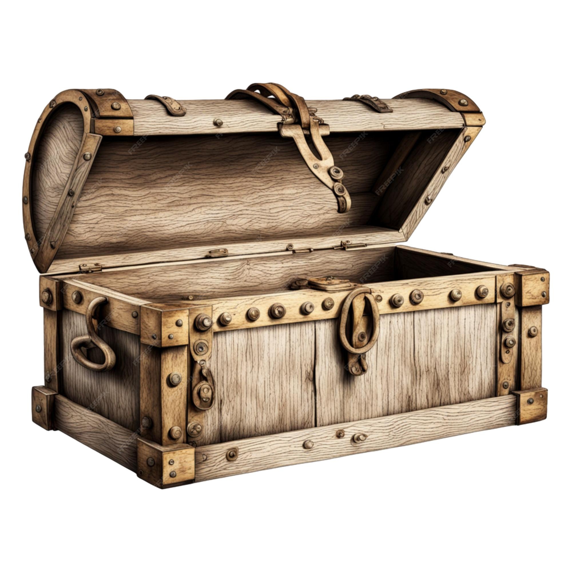 Premium AI Image | Empty Vintage Treasure Chest Isolated on White