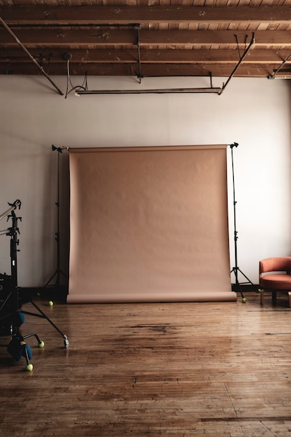 Photo empty vintage wooden studio room