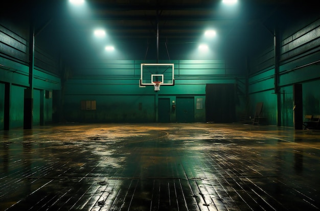 An empty volleyball court at a gym