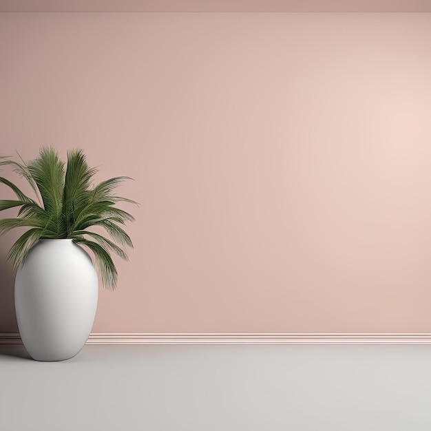 empty wall interior with modern plants 3 d illustration 3 d renderingempty wall interior with mode