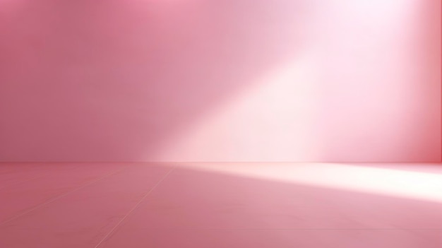 Empty wall with light Pink tones with sunlight shining in