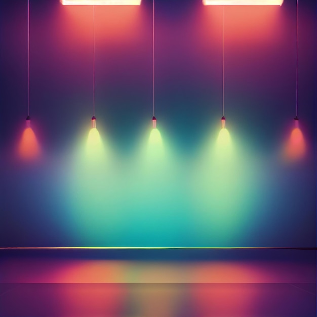 Empty wall with neon lights background wallpaper