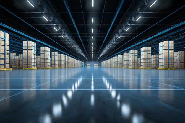 Photo empty warehouse at a distribution center for efficient storage solutions