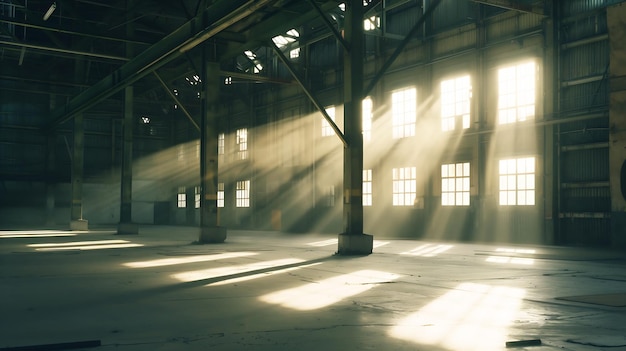 Photo empty warehouse interior from the offset collection generative ai