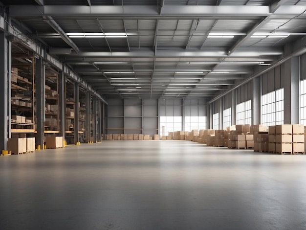 Photo empty warehouse in logistic centerwarehouse for storage and distribution centers3d rendering
