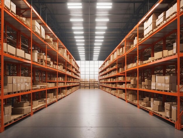 Empty warehouse in logistic centerwarehouse for storage and distribution centers3d rendering