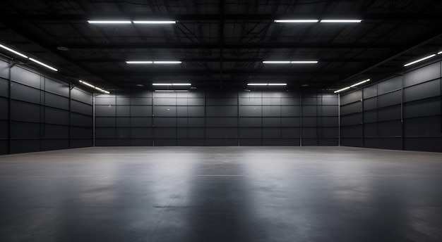 empty warehouse with dim light