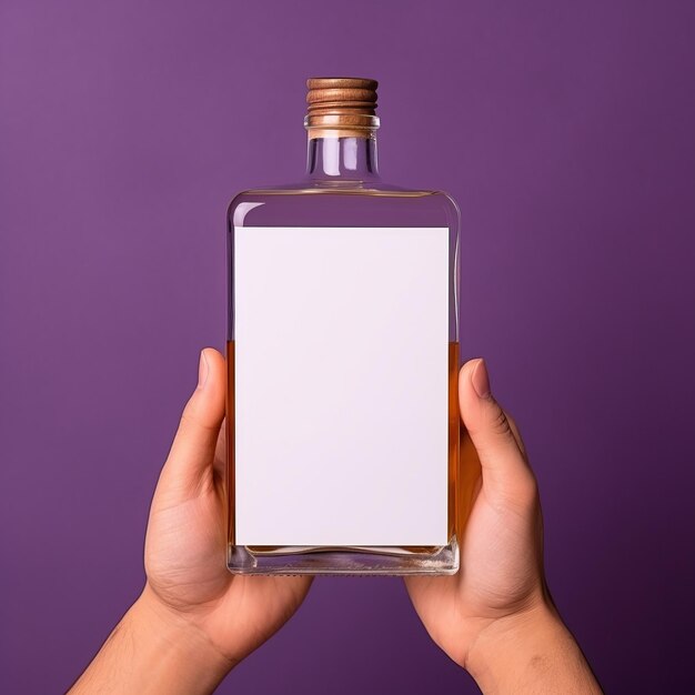 Empty Whiskey Bottle Mockup With Vibrant Purple Background