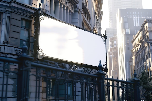 Photo empty white billboard on city background retail advertisement concept mock up 3d rendering