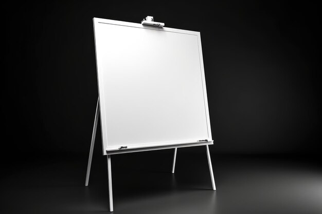 Empty white board for the guest list or photo isolated on black background AI generated