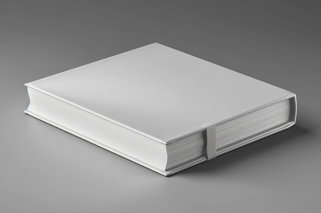 Empty white book on grey background 3d mockup Generative AI image