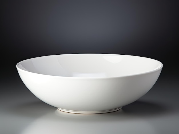 Empty White Bowl for Crockery and Salad Closeup of a Single Isolated Object Generative AI