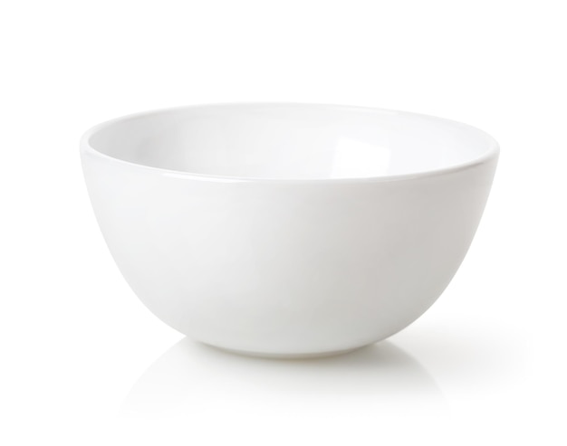 Empty white bowl isolated on white background