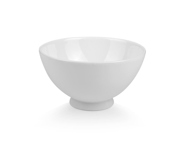 Empty white bowl on white background