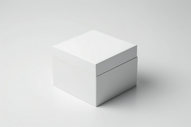 Empty white box mockup on white background