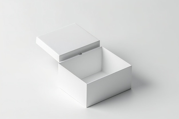 Empty white box mockup on white background