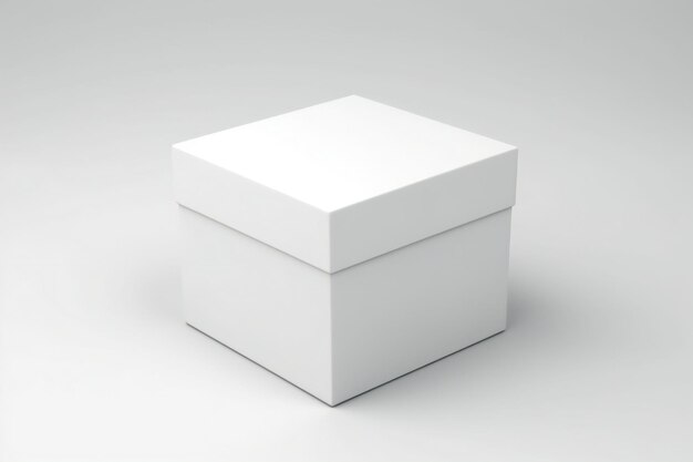 Empty white box mockup on white background