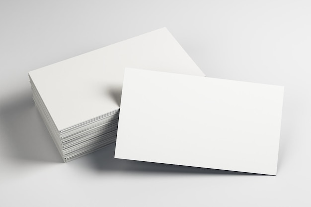 Empty white business cards on desk