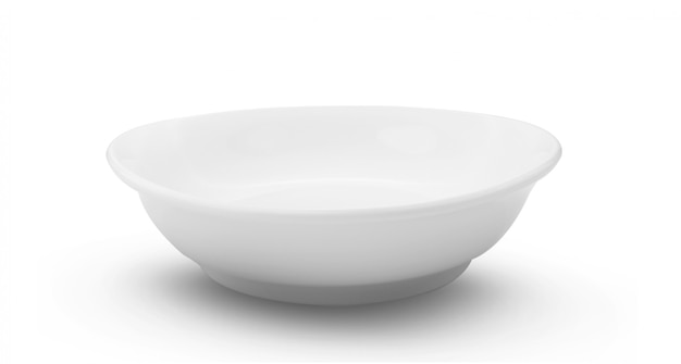 Empty white ceramics bowl on white background